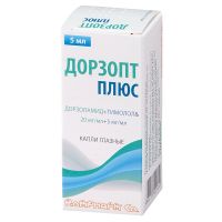 Дорзопт Плюс капли глазные  5мл  (Дорзоламид 20мг/мл+Тимолол 5мг/мл)